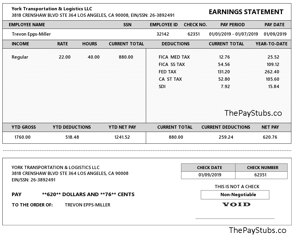 Online California Sample PayStub Pay stub